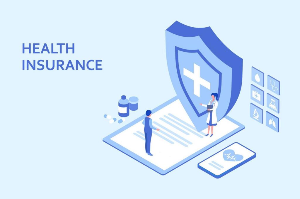 Home health insurance concept man make health insurance to protect from life and health accident health and life insurance policy healthcare concept vector